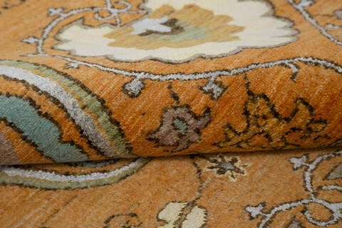 Chobi Yellow Hand Knotted 81 X 102 Area Rug 700-143428 Image 7