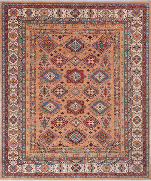 Kazak Orange Hand Knotted 8'0" X 9'5"  Area Rug 700-143431