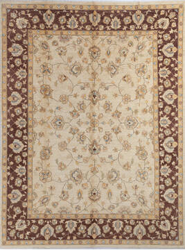 Pakistani Chobi Beige Rectangle 9x12 ft Wool Carpet 143433