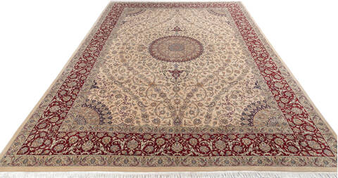 Pak-Persian Beige Hand Knotted 911 X 141 Area Rug 700-143437 Image 1