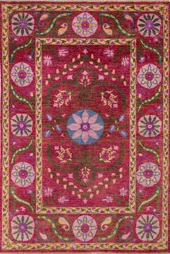 Modern Red Hand Knotted 6'8" X 9'9"  Area Rug 700-143450