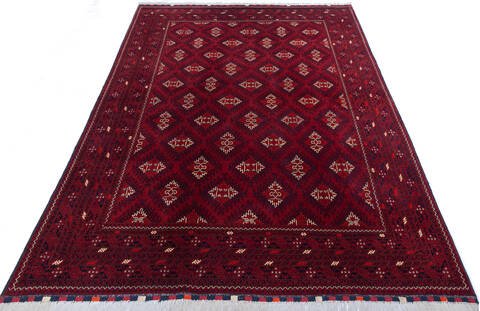 Khan Mohammadi Red Hand Knotted 66 X 95 Area Rug 700-143463 Image 1