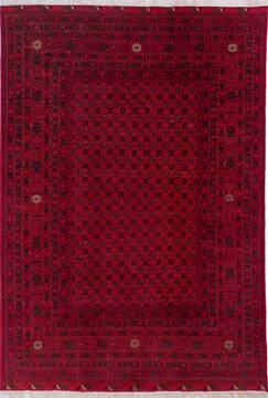 Khan Mohammadi Red Hand Knotted 6'4" X 9'3"  Area Rug 700-143464