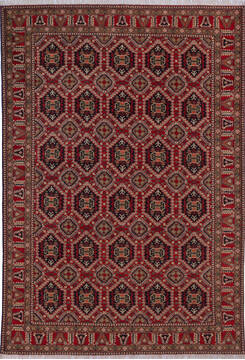 Pakistani Khan Mohammadi Multicolor Rectangle 7x10 ft Wool Carpet 143466