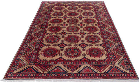 Khan Mohammadi Red Hand Knotted 69 X 95 Area Rug 700-143475 Image 1