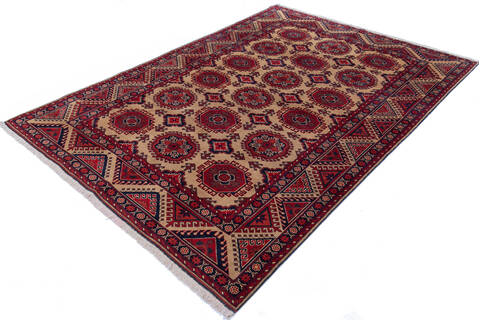 Khan Mohammadi Red Hand Knotted 69 X 95 Area Rug 700-143475 Image 2