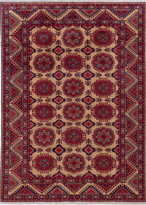 Khan Mohammadi Red Hand Knotted 69 X 95 Area Rug 700-143475 Image 0