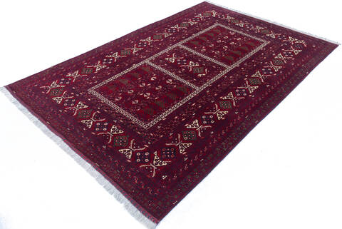 Khan Mohammadi Red Hand Knotted 64 X 96 Area Rug 700-143477 Image 2