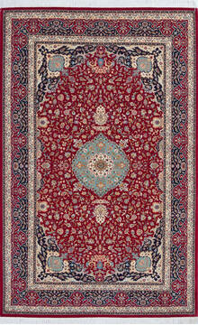 Pak-Persian Red Hand Knotted 4'8" X 7'3"  Area Rug 700-143480