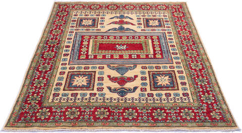 Kazak Beige Hand Knotted 410 X 68 Area Rug 700-143490 Image 1
