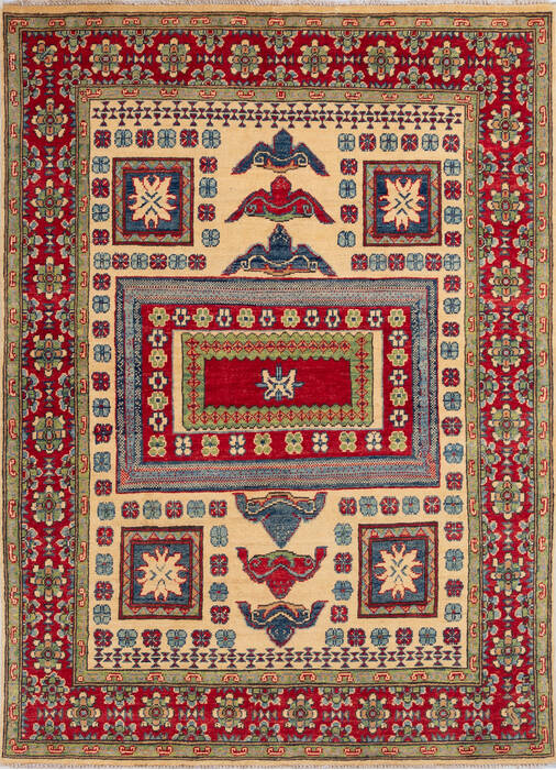 Kazak Beige Hand Knotted 410 X 68 Area Rug 700-143490 Image 0