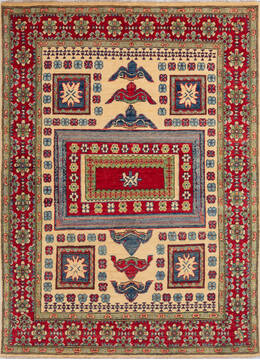 Kazak Beige Hand Knotted 4'10" X 6'8"  Area Rug 700-143490