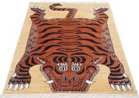 Pak-Persian Beige Hand Knotted 42 X 61  Area Rug 700-143493 Image 1