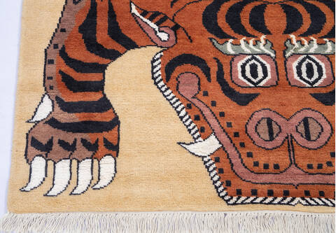 Pak-Persian Beige Hand Knotted 42 X 61  Area Rug 700-143493 Image 3