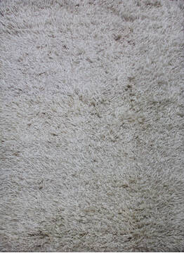 Indian Shaggy White Rectangle 4x6 ft Wool and Silk Carpet 143496