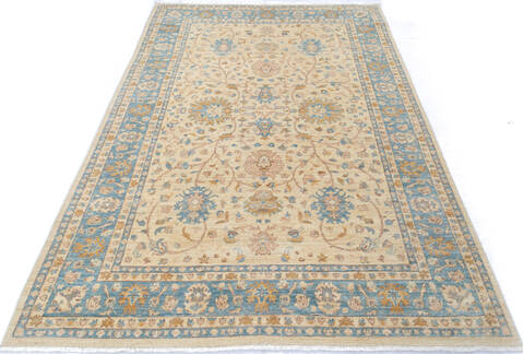 Chobi Beige Hand Knotted 69 X 100 Area Rug 700-143513 Image 1