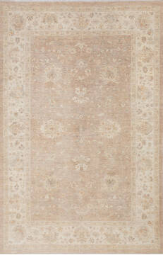 Chobi Beige Hand Knotted 6'4" X 9'7"  Area Rug 700-143521