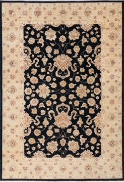 Afghan Chobi Black Rectangle 6x9 ft Wool Carpet 143525
