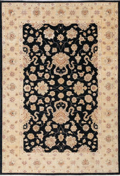 Chobi Black Hand Knotted 6'6" X 9'5"  Area Rug 700-143525