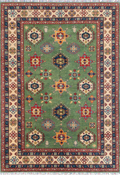 Kazak Green Hand Knotted 56 X 79 Area Rug 700-143532 Image 0