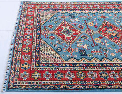 Kazak Blue Hand Knotted 55 X 710 Area Rug 700-143533 Image 4