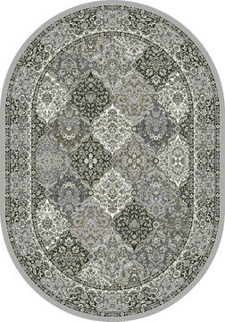 Dynamic ANCIENT GARDEN Grey Oval 7x9 ft  Carpet 143657