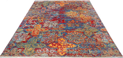 Modern Red Hand Knotted 83 X 102 Area Rug 700-144872 Image 1