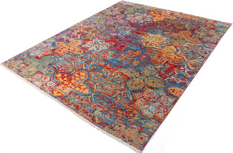 Modern Red Hand Knotted 83 X 102 Area Rug 700-144872 Image 2