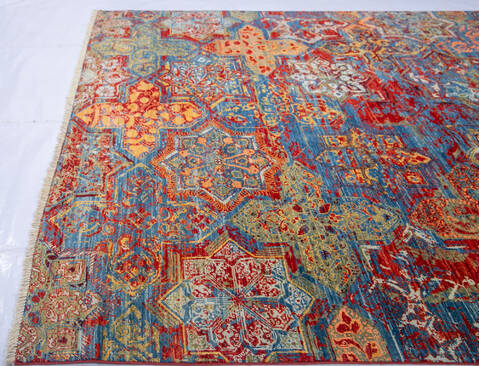 Modern Red Hand Knotted 83 X 102 Area Rug 700-144872 Image 5