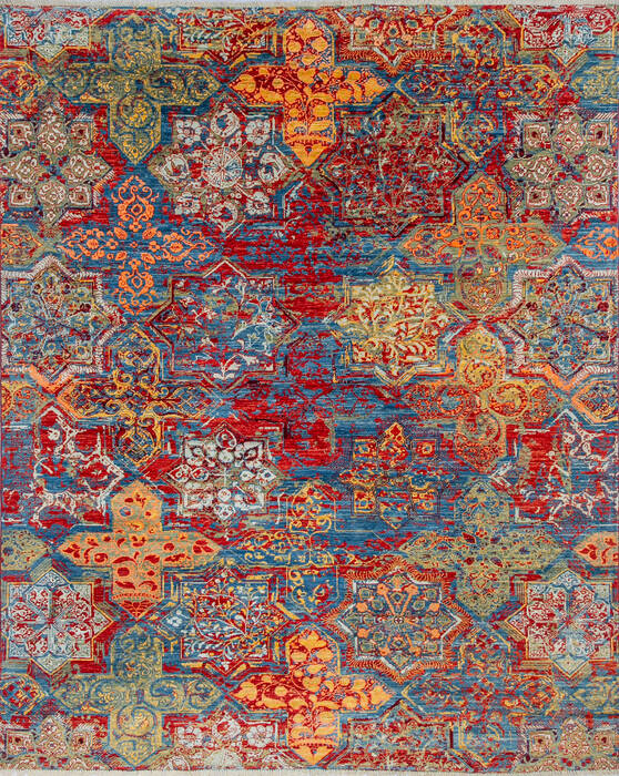 Modern Red Hand Knotted 83 X 102 Area Rug 700-144872 Image 0
