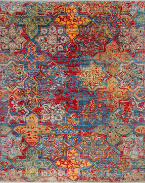 Modern Red Hand Knotted 8'3" X 10'2"  Area Rug 700-144872
