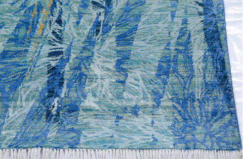 Modern Blue Hand Knotted 82 X 911 Area Rug 700-144873 Image 4