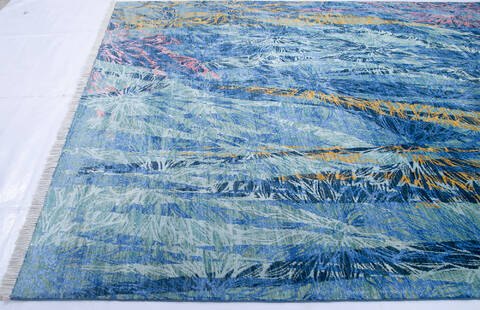 Modern Blue Hand Knotted 82 X 911 Area Rug 700-144873 Image 5