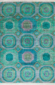 Chobi Green Hand Knotted 4'1" X 5'10"  Area Rug 700-144875