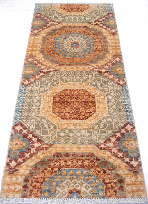 Modern Beige Runner Hand Knotted 26 X 59 Area Rug 700-144880 Image 1