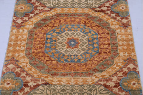 Modern Beige Runner Hand Knotted 26 X 59 Area Rug 700-144880 Image 3