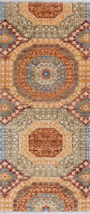 Modern Beige Runner Hand Knotted 26 X 59 Area Rug 700-144880 Image 0