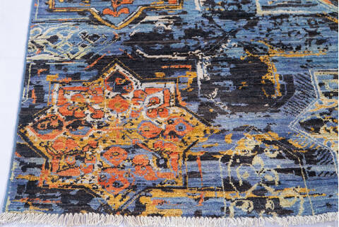 Modern Multicolor Hand Knotted 411 X 68 Area Rug 700-144882 Image 2