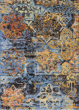 Modern Multicolor Hand Knotted 4'11" X 6'8"  Area Rug 700-144882