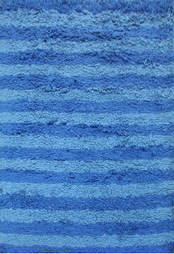 Indian Shaggy Blue Rectangle 5x7 ft Wool Carpet 144888