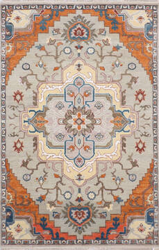 Indian Heriz Grey Rectangle 6x9 ft Wool and Viscose Carpet 144900