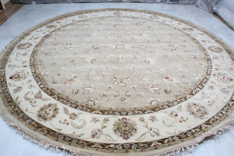 Jaipur Beige Round Hand Knotted 120 X 120 Area Rug 902-144901 Image 1