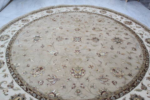Jaipur Beige Round Hand Knotted 120 X 120 Area Rug 902-144901 Image 5