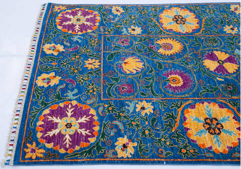 Chobi Blue Hand Knotted 41 X 59 Area Rug 700-144904 Image 4