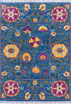 Afghan Chobi Blue Rectangle 4x6 ft Wool Carpet 144904