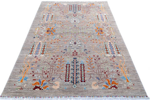 Chobi Grey Hand Knotted 69 X 99 Area Rug 700-144915 Image 1