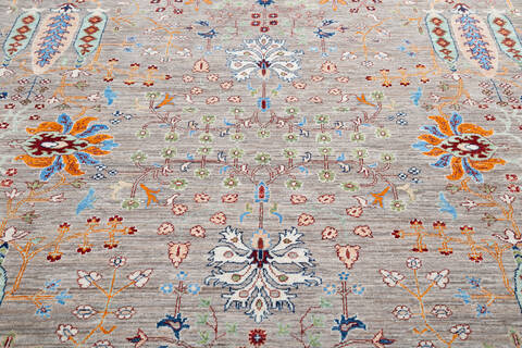 Chobi Grey Hand Knotted 69 X 99 Area Rug 700-144915 Image 3