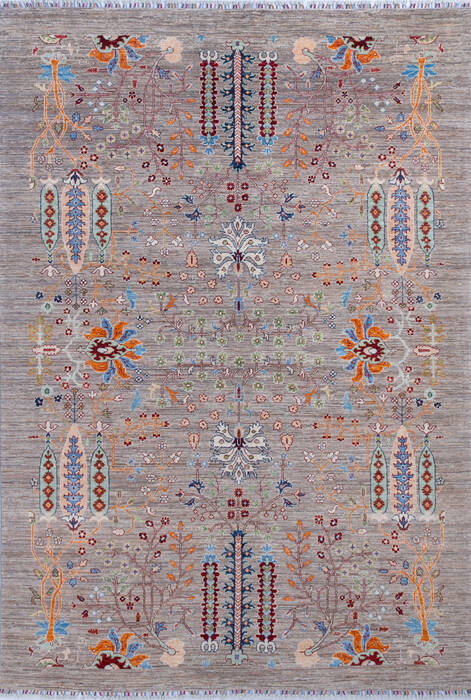 Chobi Grey Hand Knotted 69 X 99 Area Rug 700-144915 Image 0