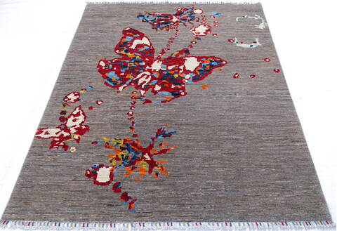 Chobi Grey Hand Knotted 53 X 66 Area Rug 700-144916 Image 1