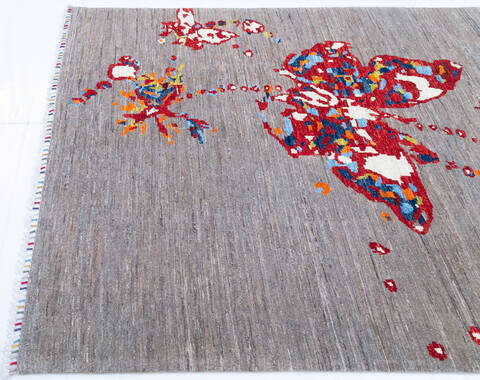 Chobi Grey Hand Knotted 53 X 66 Area Rug 700-144916 Image 5